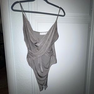 Silver, Glittery Body Suit